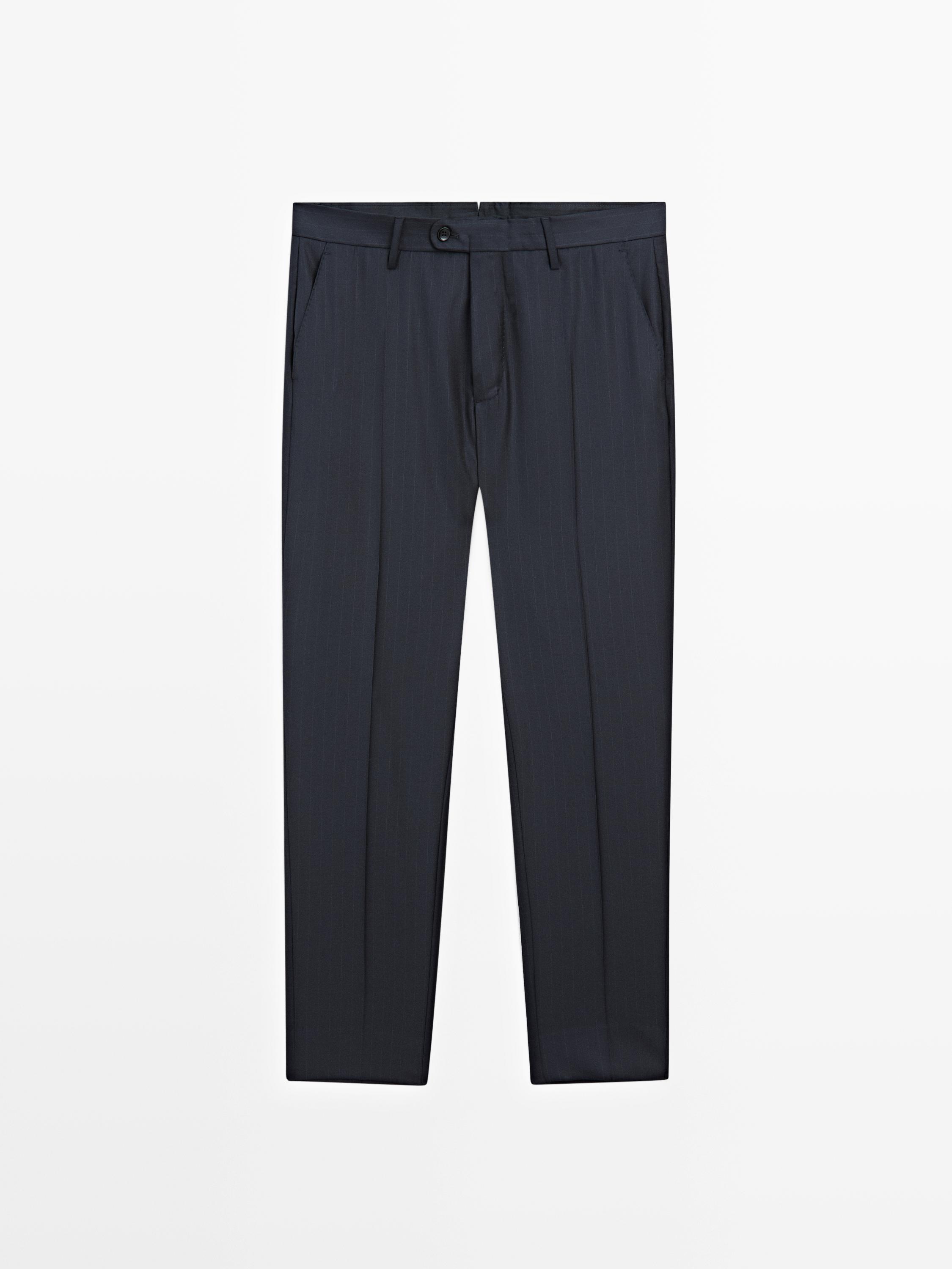 Pantalon de costume à rayures en laine froide